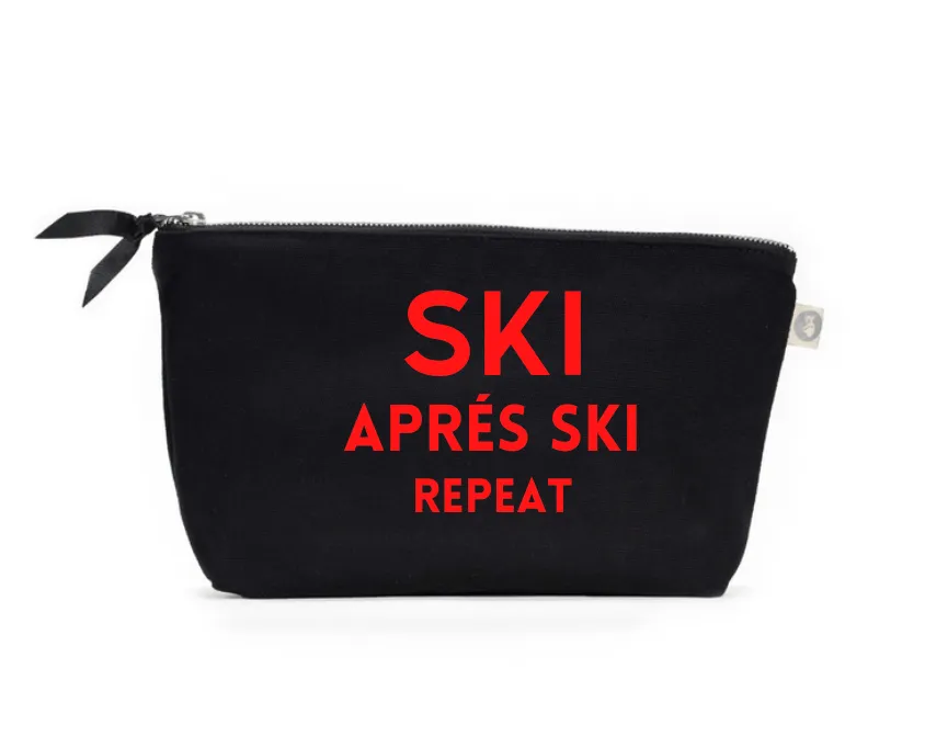 SKI Collection: Clutch Bag Black with SKI, APRÉS SKI, REPEAT sold by Quilted Koala