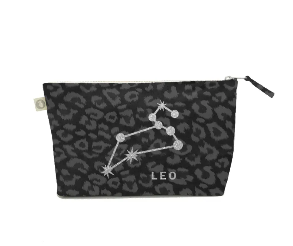Zodiac Black Leopard Large Makeup Bag  - Leo sold by Quilted Koala