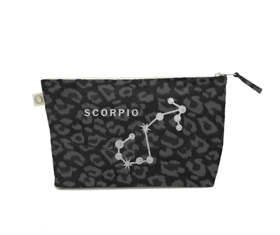 Zodiac Black Leopard Large Makeup Bag  - Scorpio sold by Quilted Koala