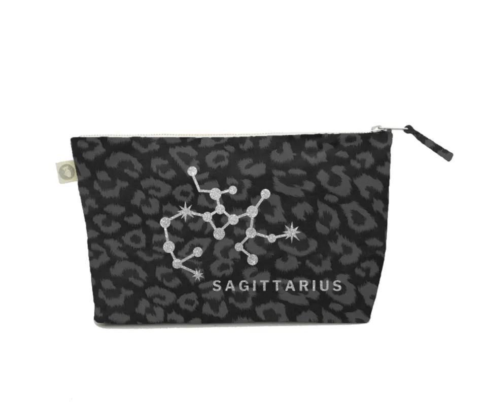 Zodiac Black Leopard Large Makeup Bag  - Sagittarius sold by Quilted Koala
