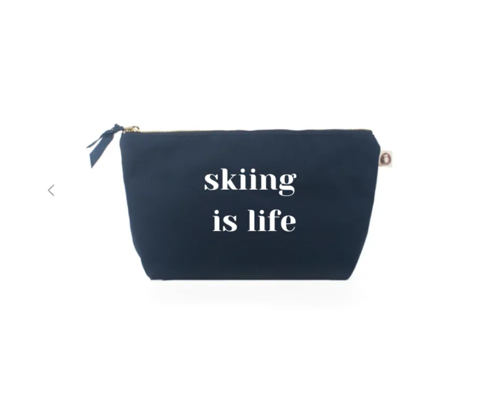 Skiing is Life  Navy Makeup Bag - NEW! sold by Quilted Koala