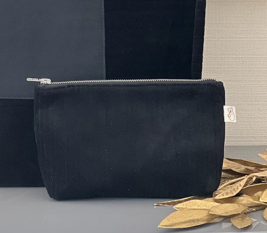 Velvet Black Makeup Bag sold by Quilted Koala
