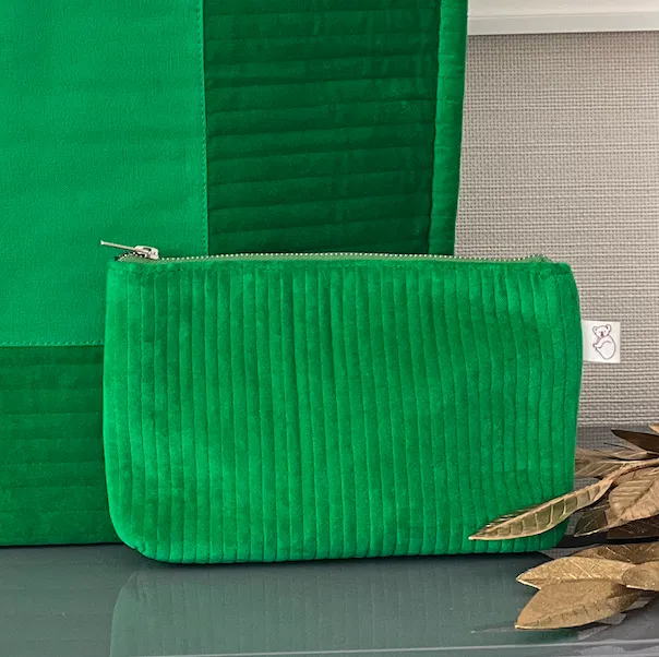 Velvet Electric Green Makeup Bag sold by Quilted Koala