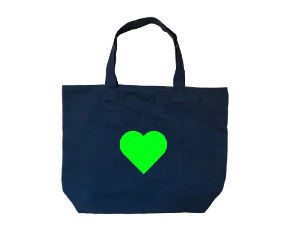 Midi Everything Bag -  Navy with Green Heart sold by Quilted Koala