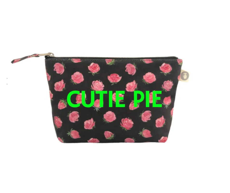 Black Floral Makeup Bag CUTIE PIE sold by Quilted Koala