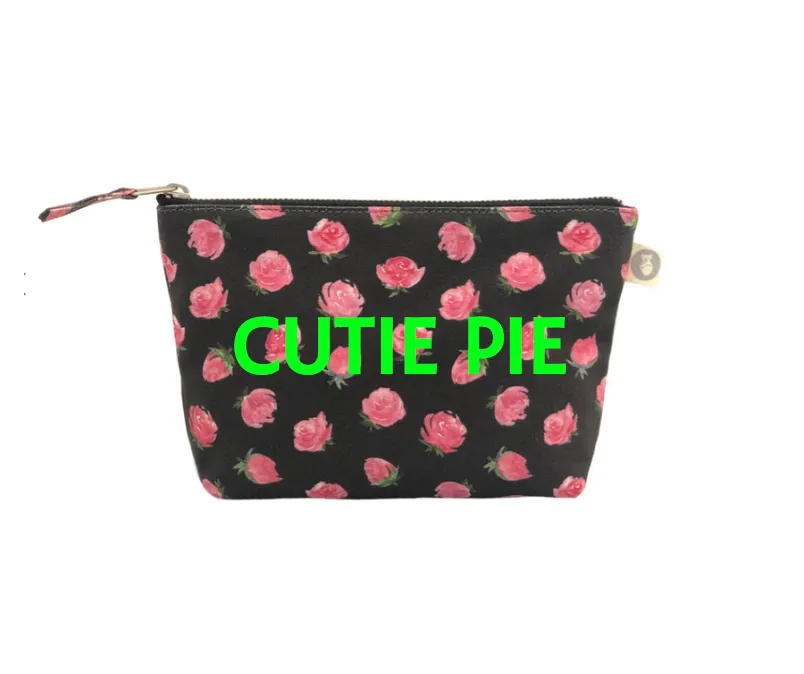 Black Floral Makeup Bag CUTIE PIE sold by Quilted Koala