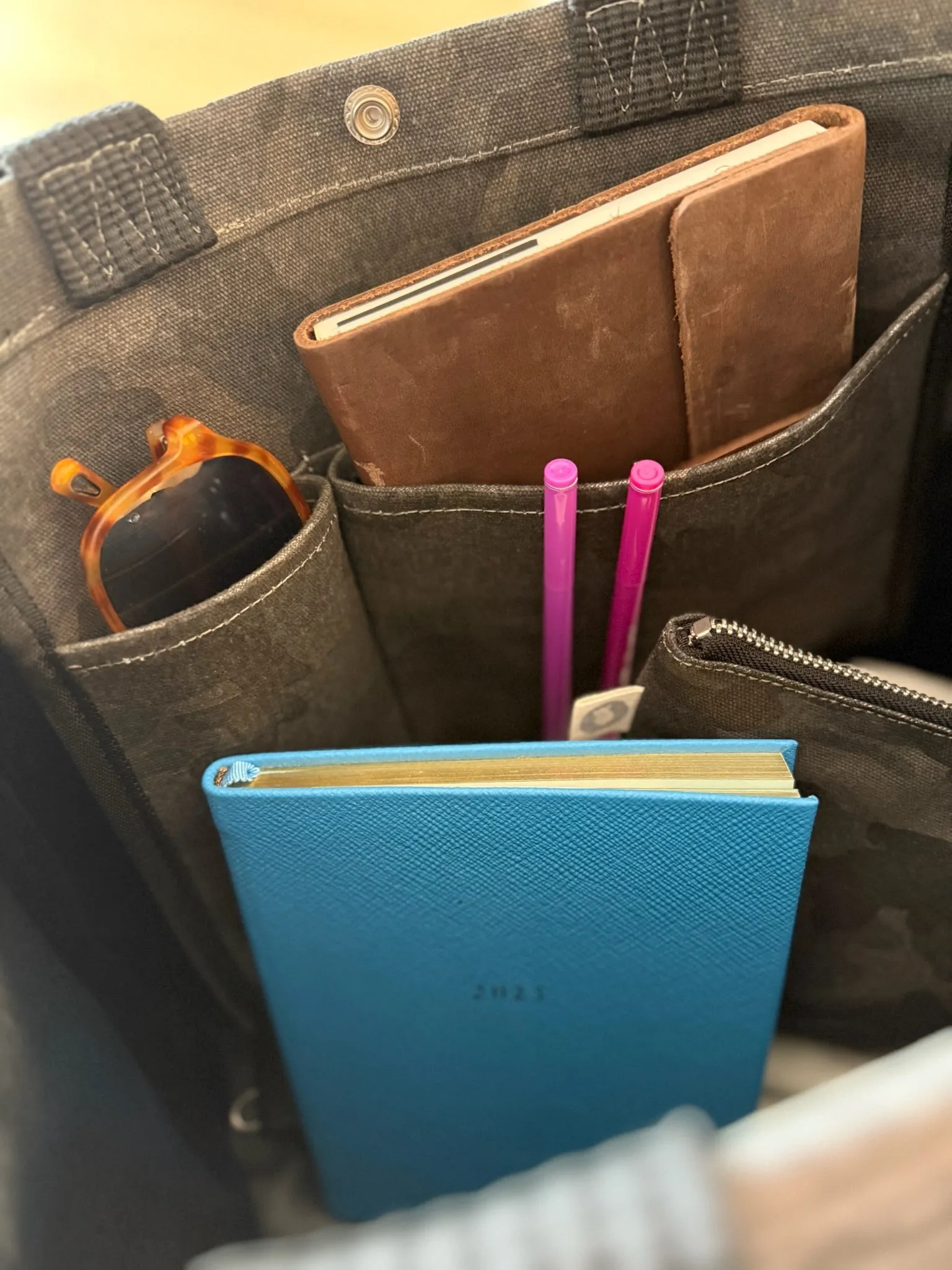 Stephanie's Pick: Black Camo Luxe North South Bag + FREE Black Tassel + FREE Black Heart Charm + FREE Black/Pink Stripe Strap sold by Quilted Koala product image thumbnail 4