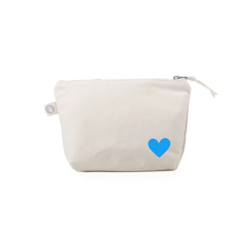Natural Makeup Bag with Capri Blue Heart NEW! sold by Quilted Koala