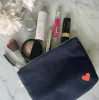 Navy Makeup Bag with Tangerine Heart - NEW! sold by Quilted Koala