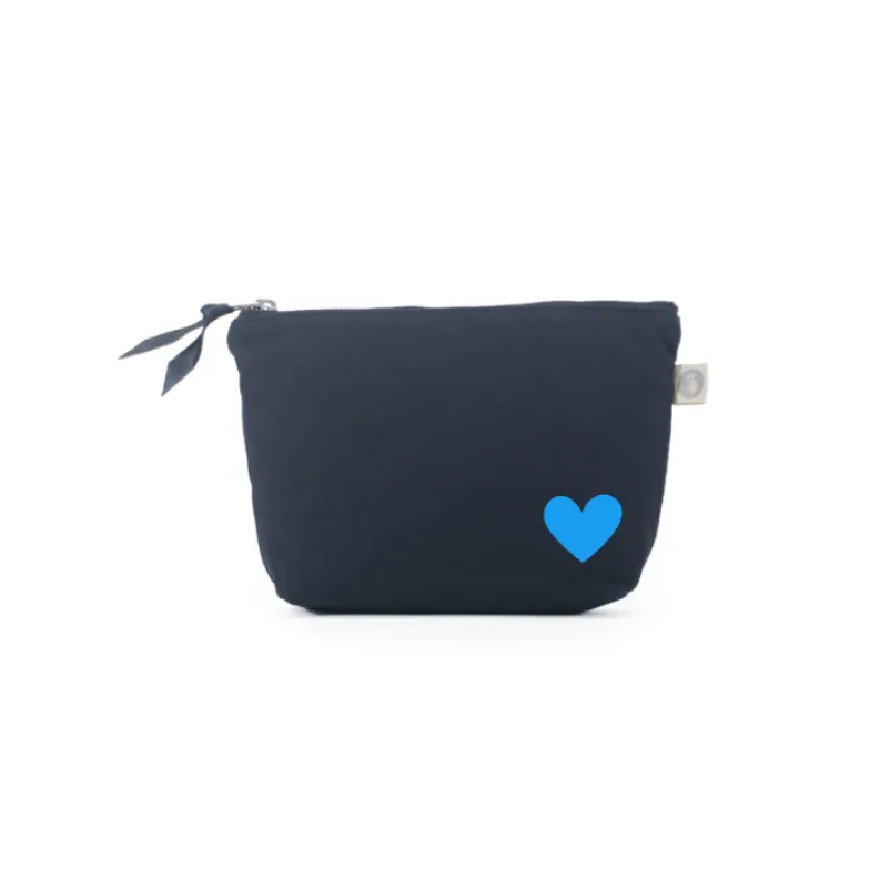 Navy Makeup Bag with Capri Blue Heart - NEW! sold by Quilted Koala