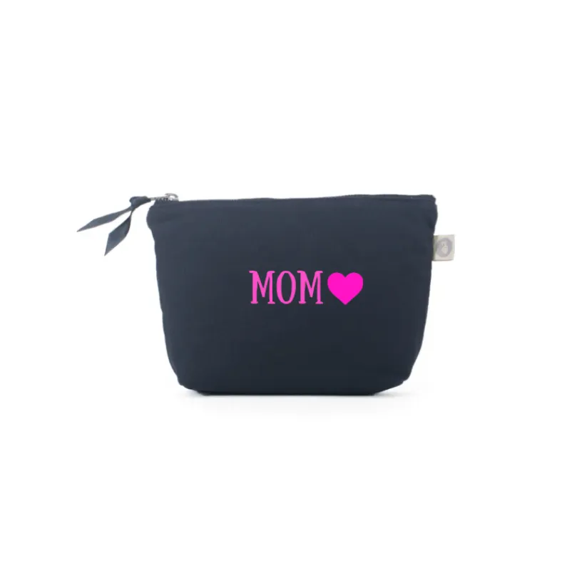 MOM (heart)- Navy Makeup Bag with Pink - NEW! sold by Quilted Koala