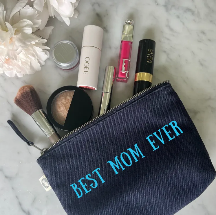 BEST MOM EVER - Navy Makeup Bag with Capri Blue - NEW! sold by Quilted Koala product image thumbnail 2