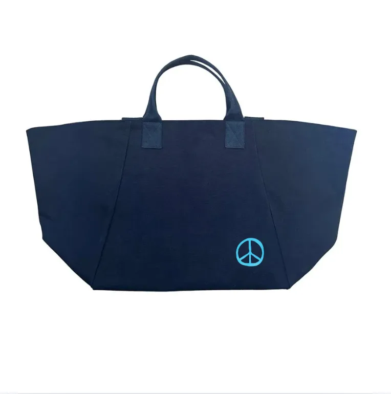 Navy Chelsea Bag with Capri Blue Peace Sign NEW! sold by Quilted Koala
