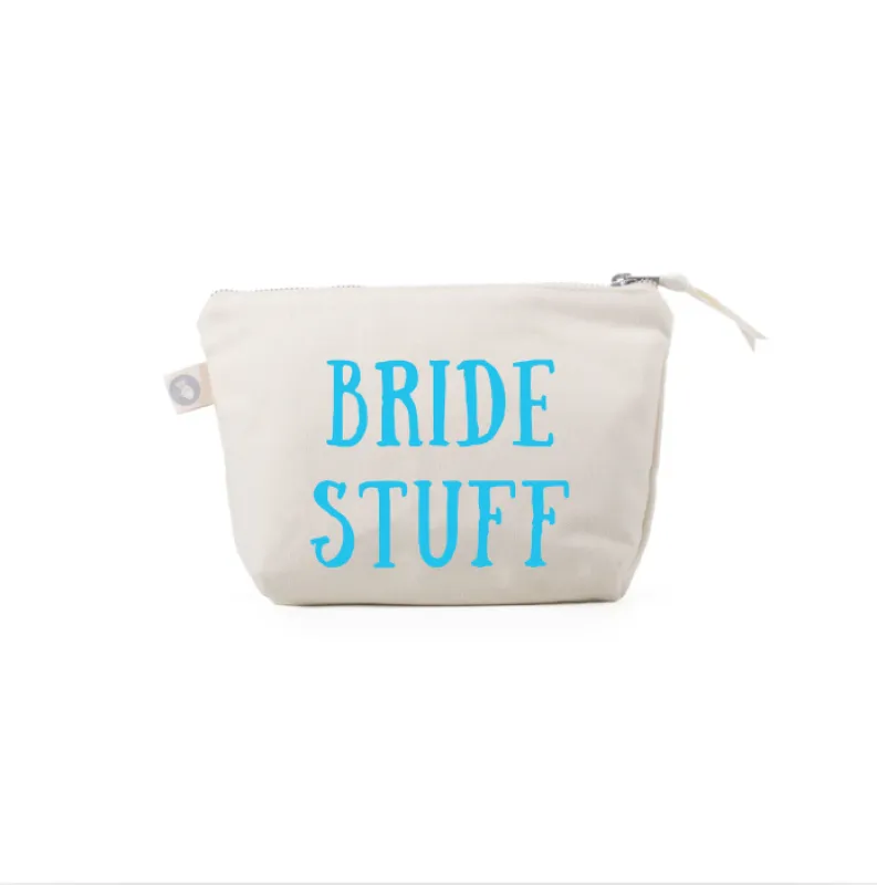 BRIDE STUFF Natural Makeup Bag with Capri Blue  NEW! sold by Quilted Koala
