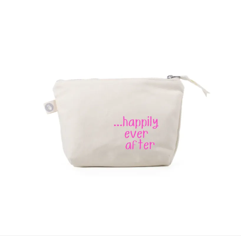 HAPPILY EVER AFTER Natural Makeup Bag with Pink NEW! sold by Quilted Koala