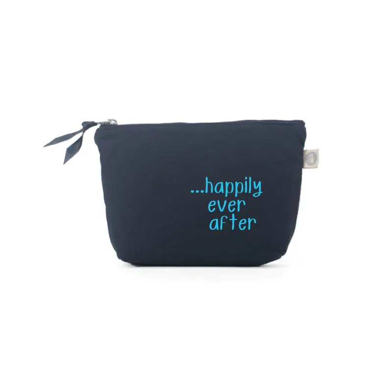 Happily Ever After - Navy Makeup Bag with Capri Blue - NEW! sold by Quilted Koala