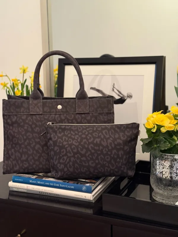 SPECIAL! Black Leopard Midi East West Crossbody + FREE Black Leopard Clutch sold by Quilted Koala