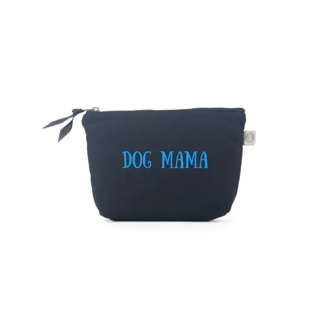 DOG MAMA - Navy Makeup Bag with Capri Blue - NEW! sold by Quilted Koala