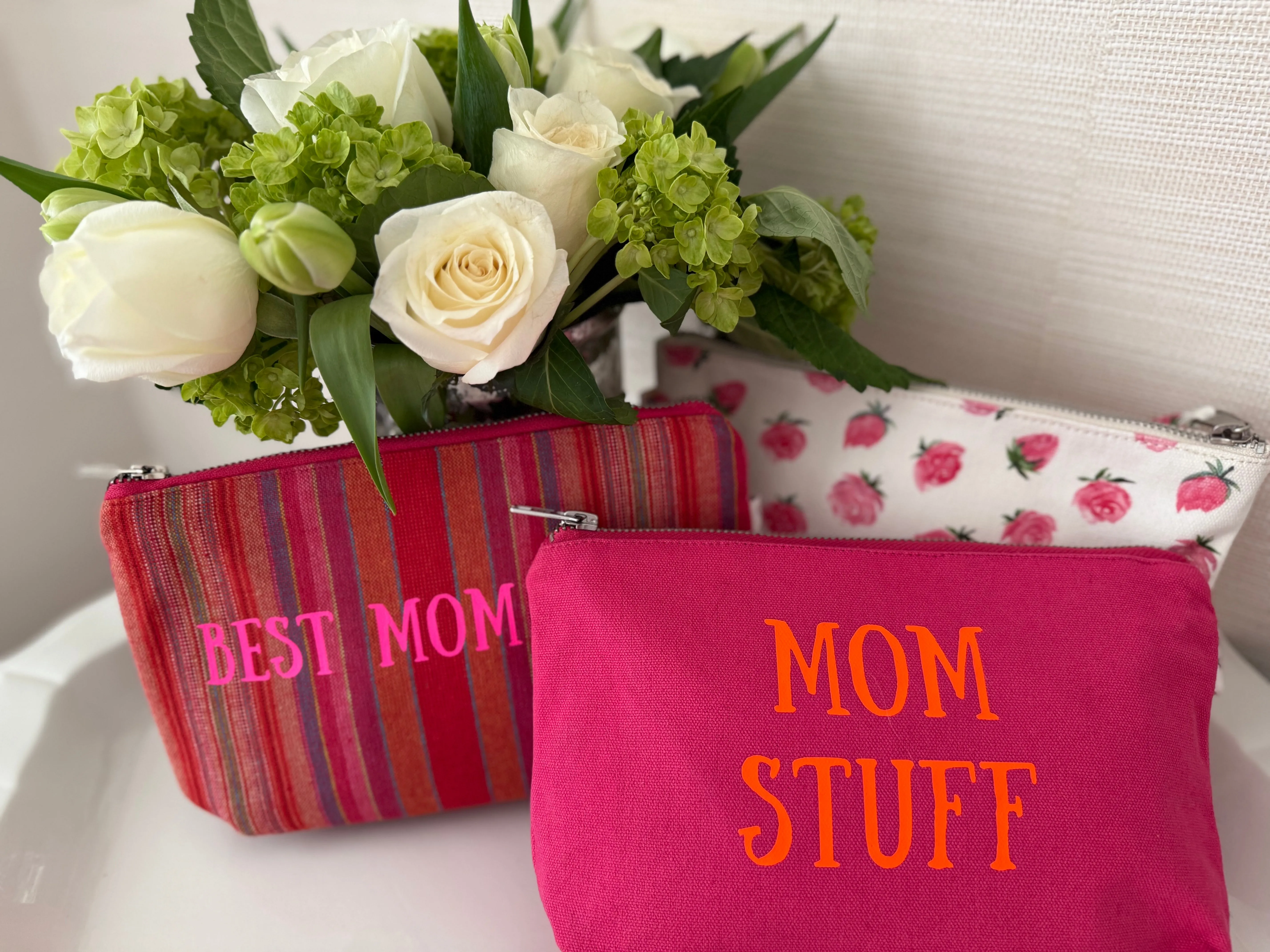MOM STUFF - Pink Makeup Bag with Orange - NEW! sold by Quilted Koala product image thumbnail 3
