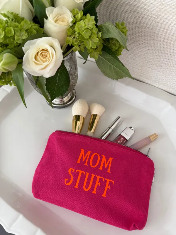 MOM STUFF - Pink Makeup Bag with Orange - NEW! sold by Quilted Koala