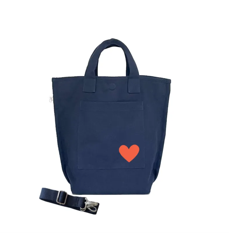 Navy SOHO Bag with Petite Heart (Tangerine)   NEW! sold by Quilted Koala