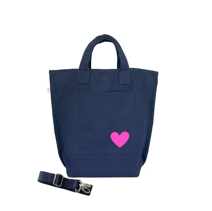 Navy SOHO Bag with Petite Heart (Pink)   NEW! sold by Quilted Koala