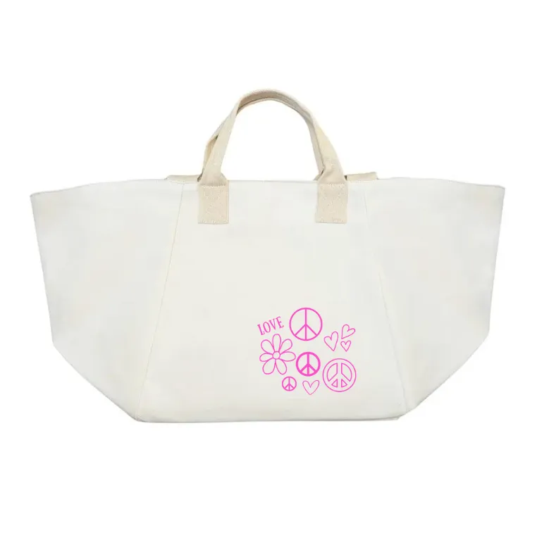 Navy Chelsea Bag with Multi-PEACE SIGNS (Capri Blue) NEW! sold by Quilted Koala