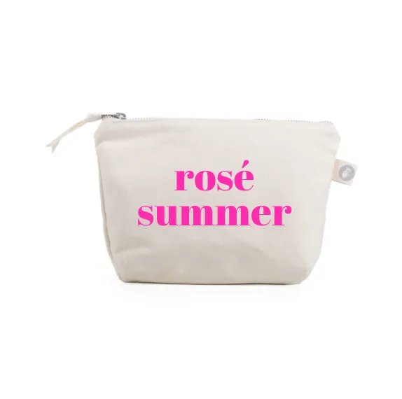 Rose Summer - Natural Makeup Bag with Pink - NEW! sold by Quilted Koala