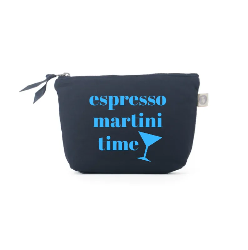 Espresso Martini Time - Navy Makeup Bag with Capri Blue - NEW! sold by Quilted Koala