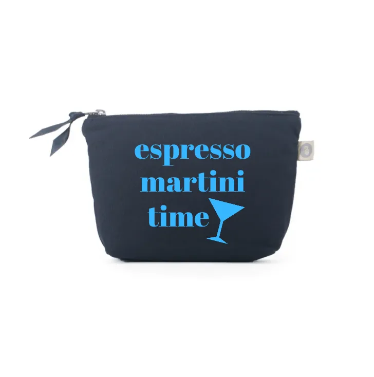 Espresso Martini Time - Navy Makeup Bag with Capri Blue - NEW! sold by Quilted Koala
