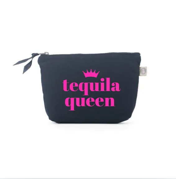 TEQUILA QUEEN - Navy Makeup Bag with Pink - NEW! sold by Quilted Koala