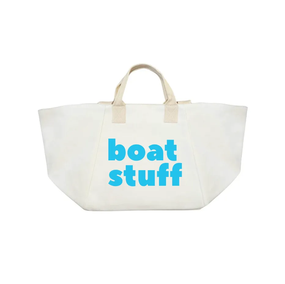 Natural Chelsea Bag with Capri Blue BOAT STUFF sold by Quilted Koala