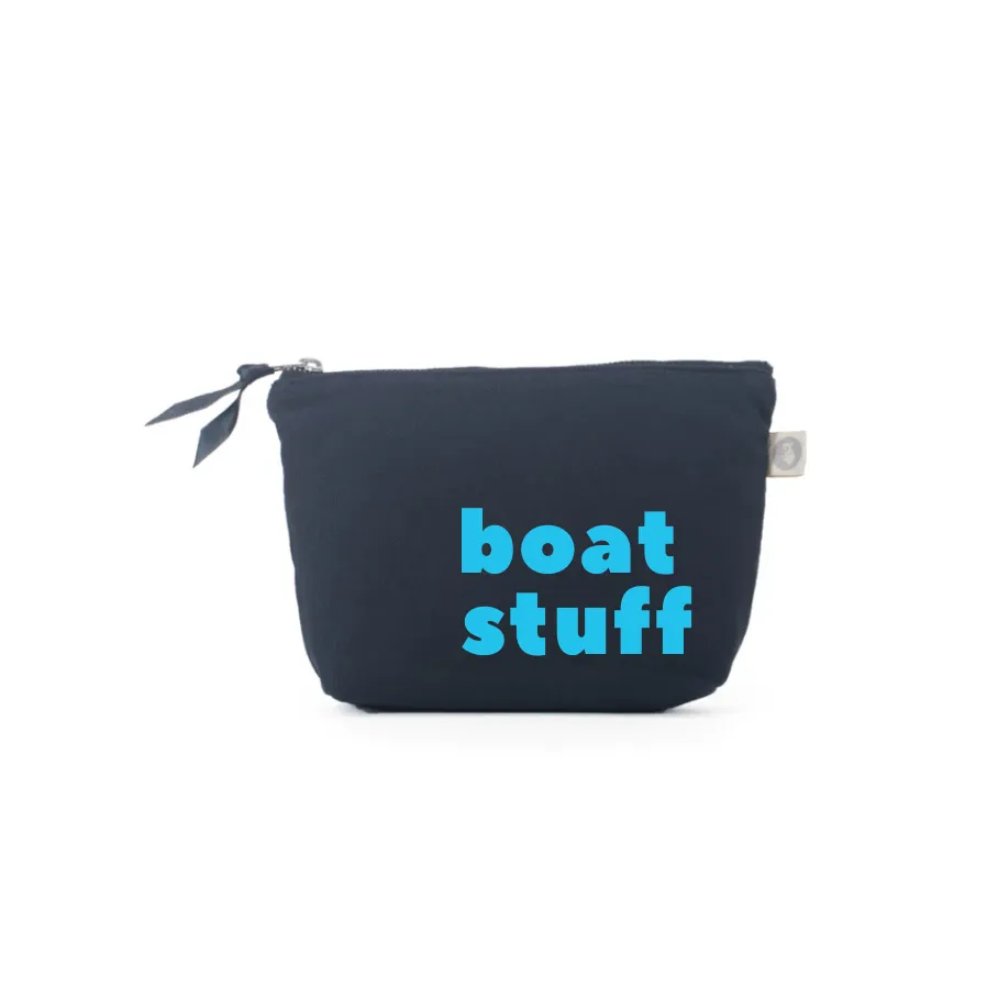 Navy Makeup Bag with Capri Blue BOAT STUFF sold by Quilted Koala
