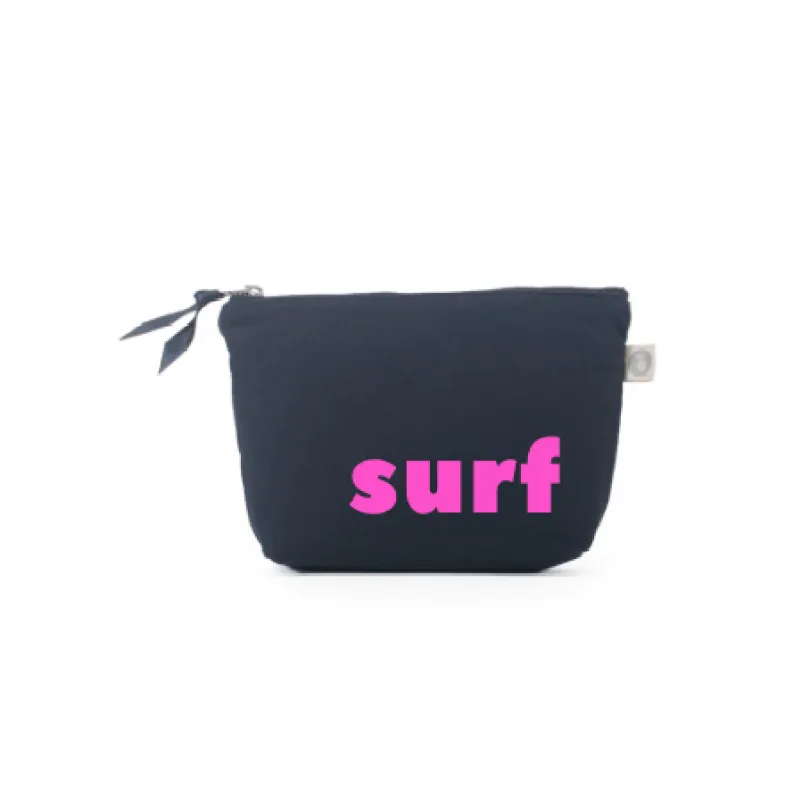 SURF Makeup Bag with Navy with Hot Pink sold by Quilted Koala