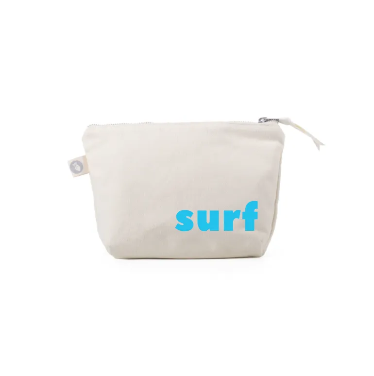 SURF Makeup Bag with Natural with Capri Blue sold by Quilted Koala