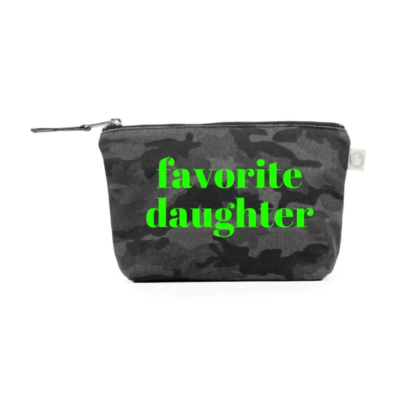 FAVORITE DAUGHTER Makeup Bag in Black Camo  NEW! sold by Quilted Koala