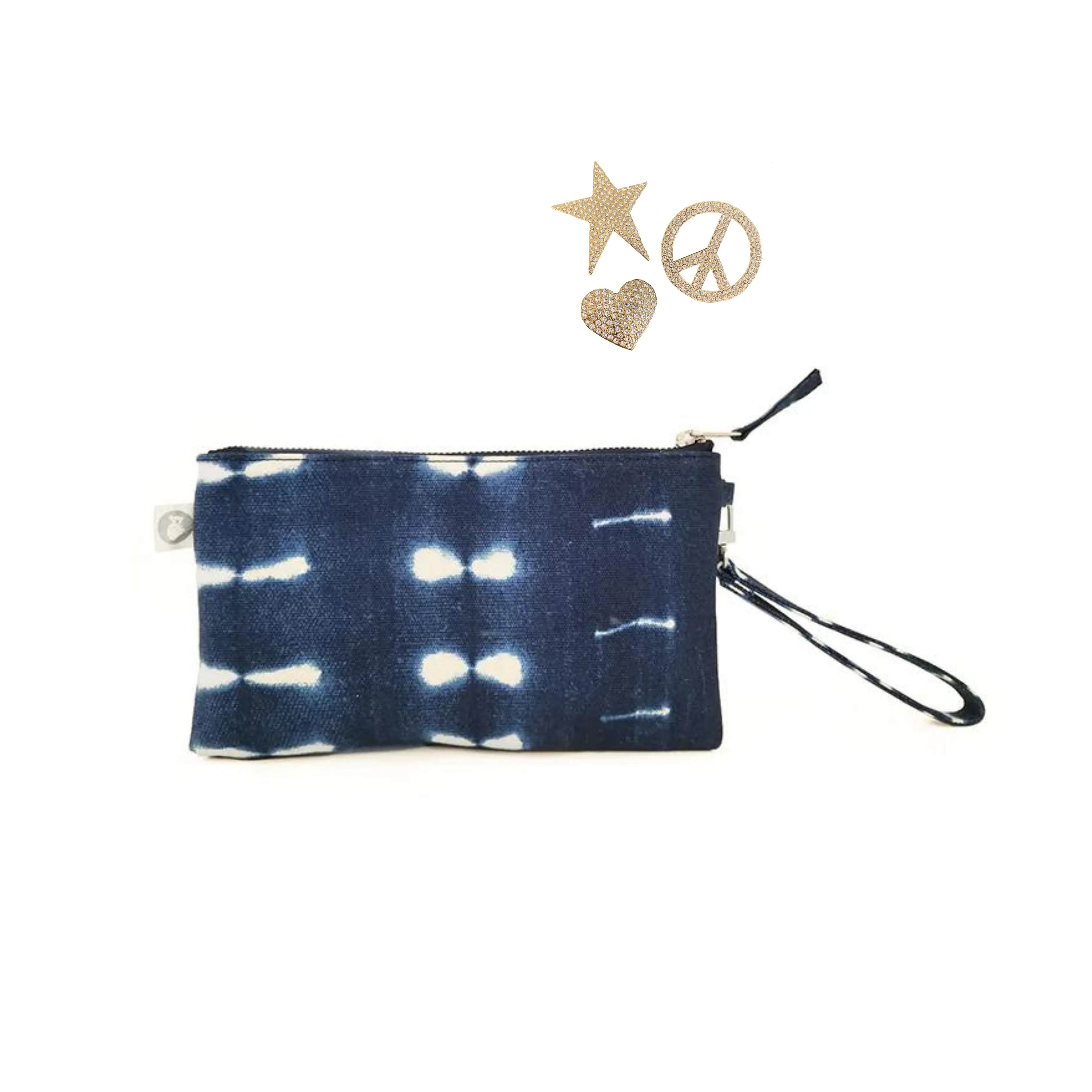 Mini Luxe Clutch Bundle: Blue Shibori with FREE Gold Koala Jewelry sold by Quilted Koala product image thumbnail 4