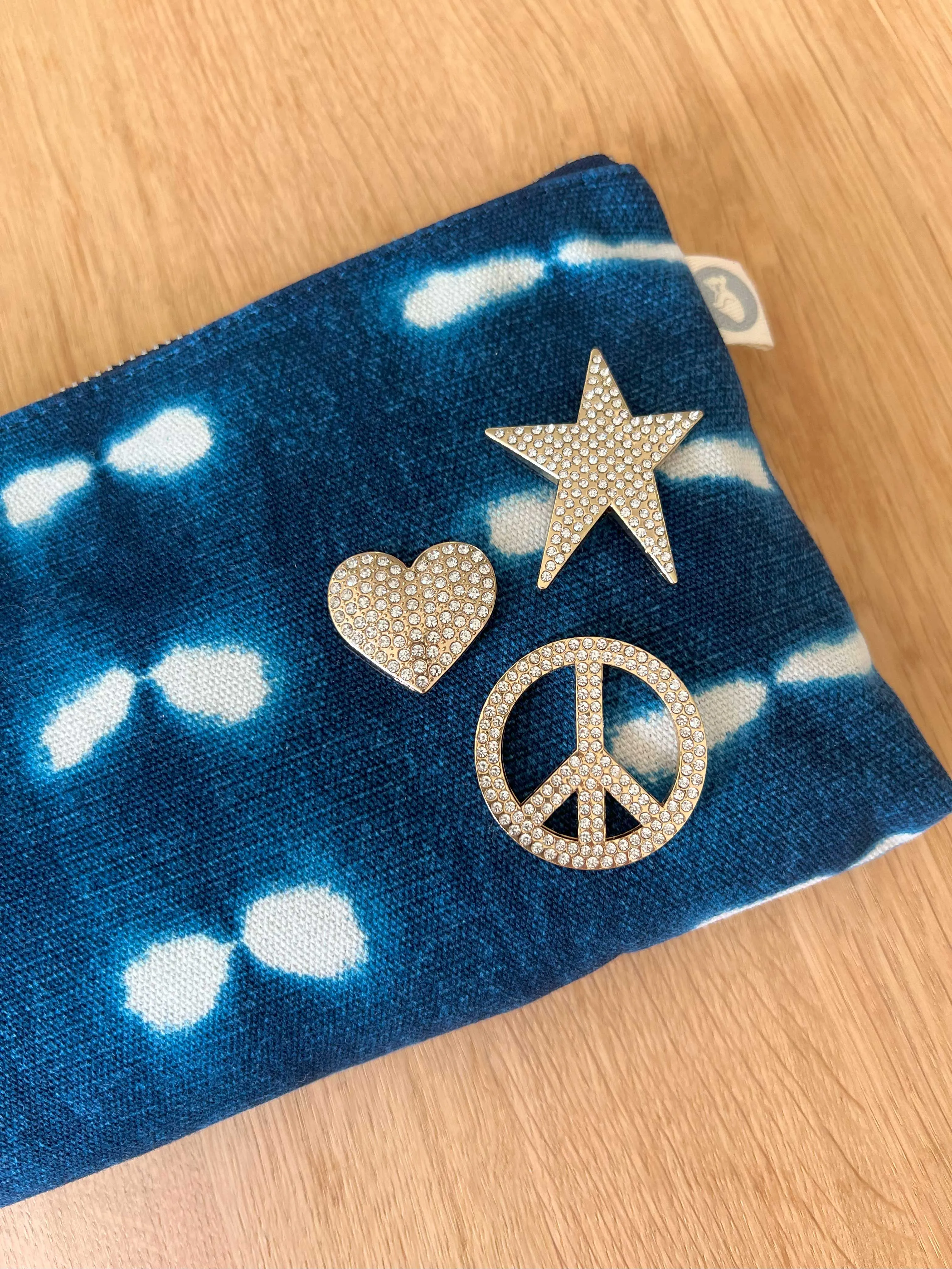 Mini Luxe Clutch Bundle: Blue Shibori with FREE Gold Koala Jewelry sold by Quilted Koala product image thumbnail 2