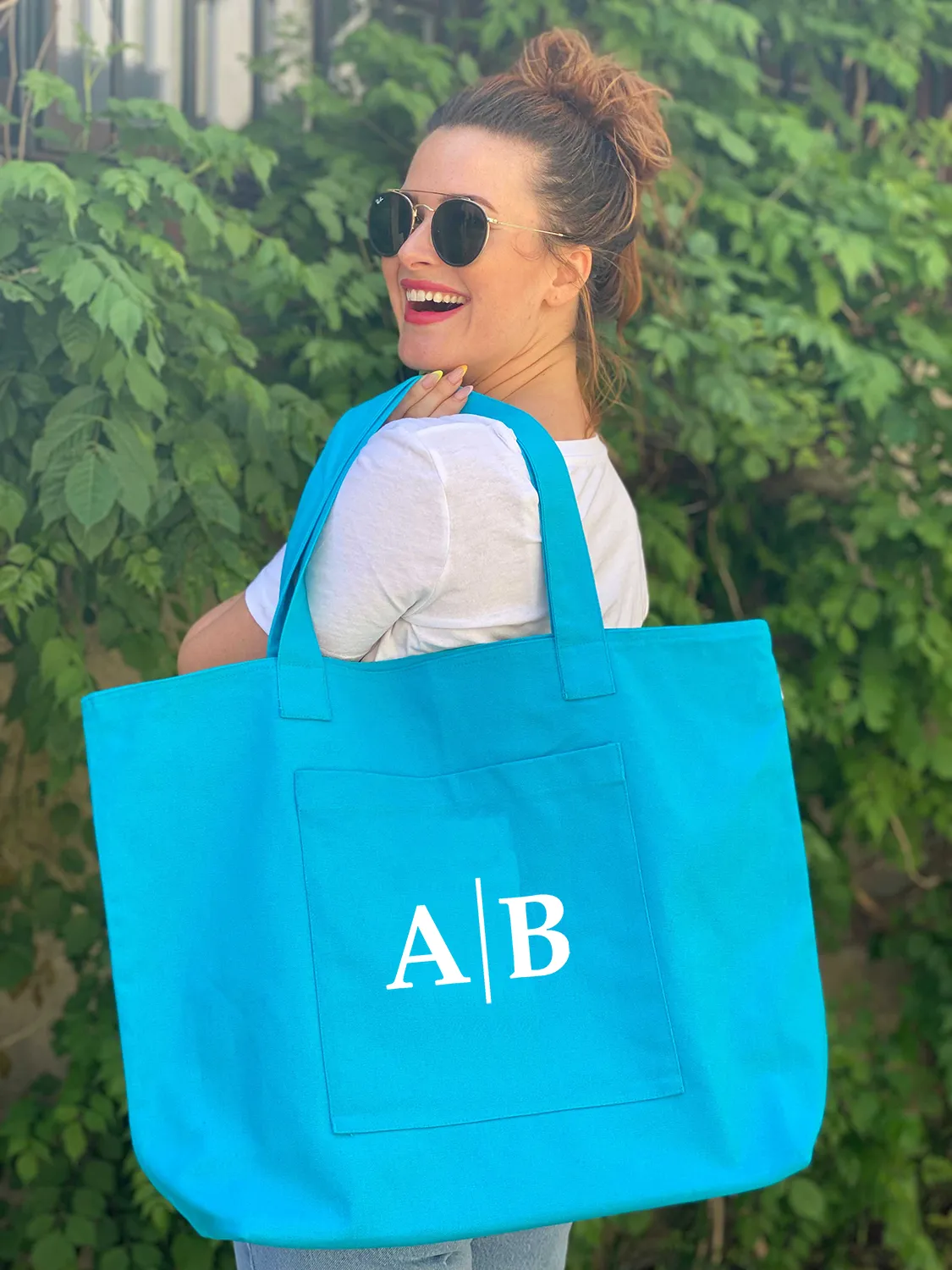 Aqua Everything Bag - Split Letter Monogram NEW! sold by Quilted Koala