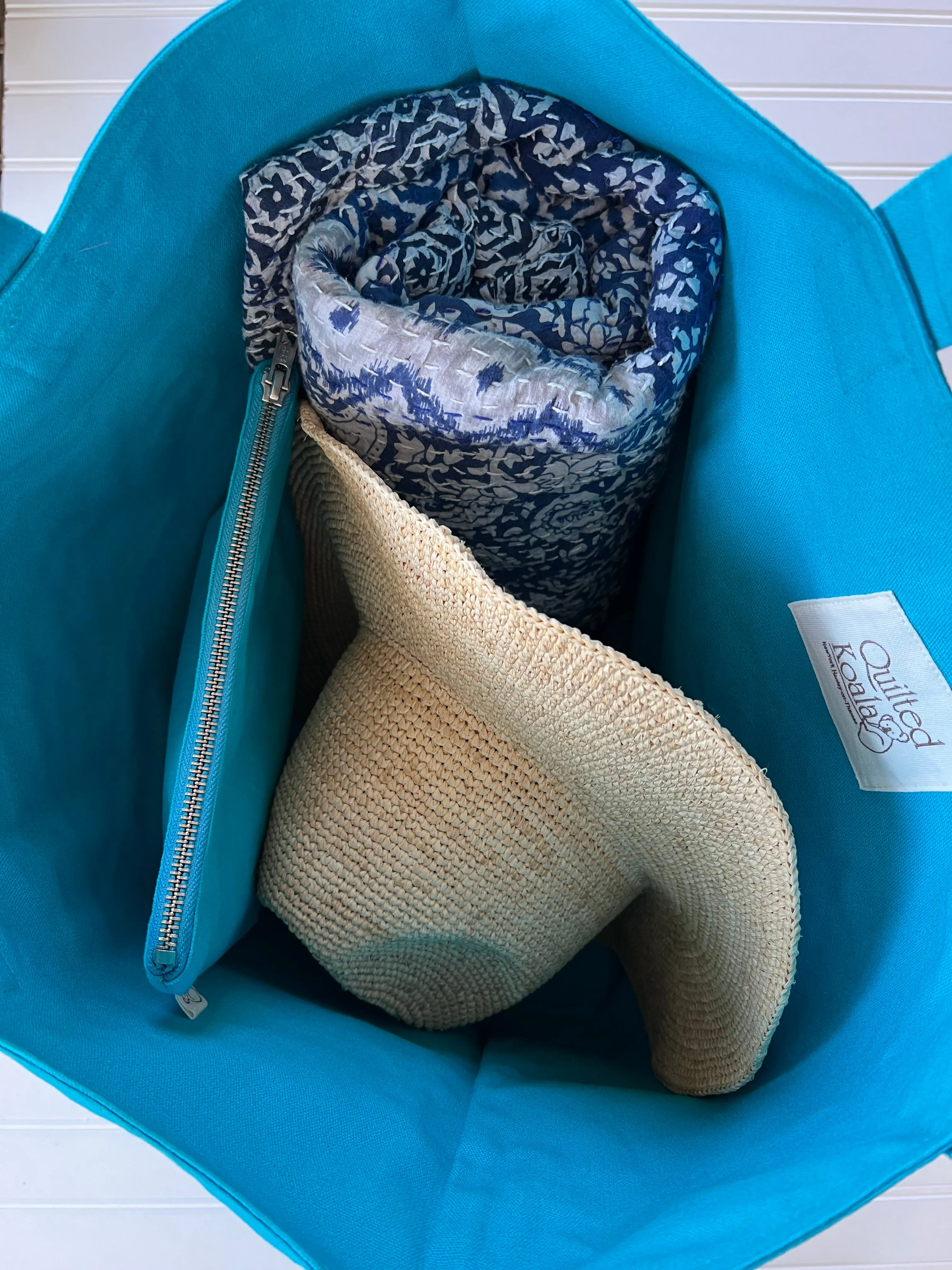 Aqua Everything Bag - Split Letter Monogram NEW! sold by Quilted Koala product image thumbnail 3