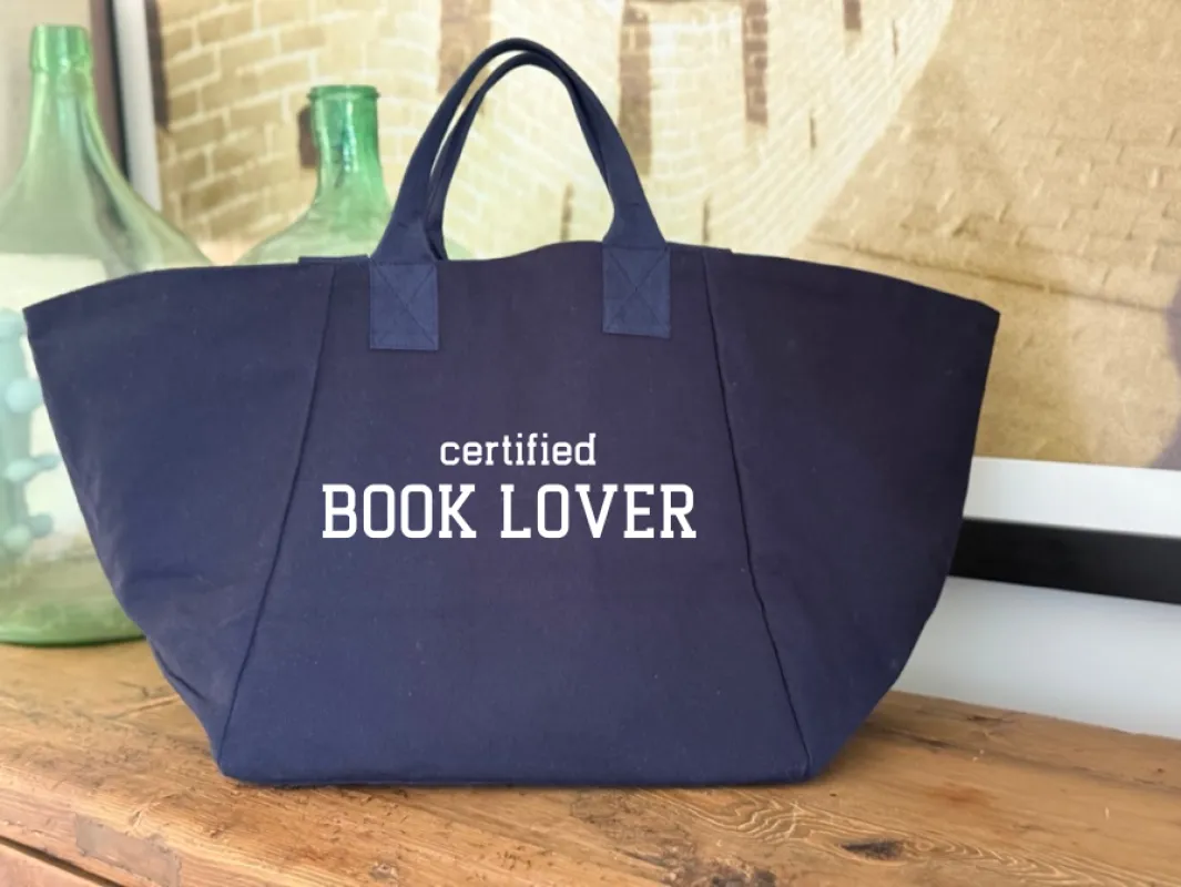 Certified BOOK LOVER - Navy Chelsea Bag - NEW sold by Quilted Koala