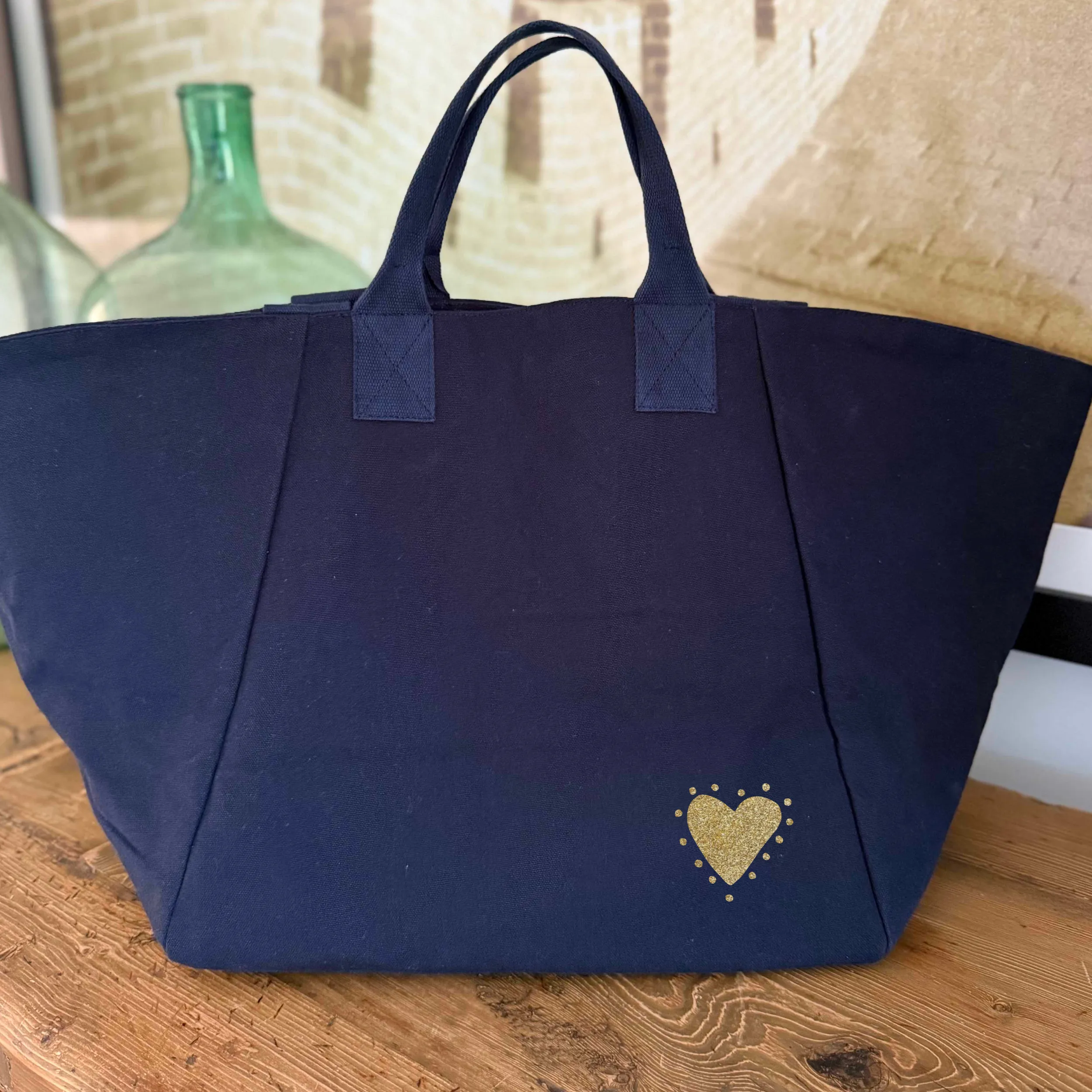 Navy Chelsea Bag with Petite Glow Heart in Gold - NEW sold by Quilted Koala product image thumbnail 2