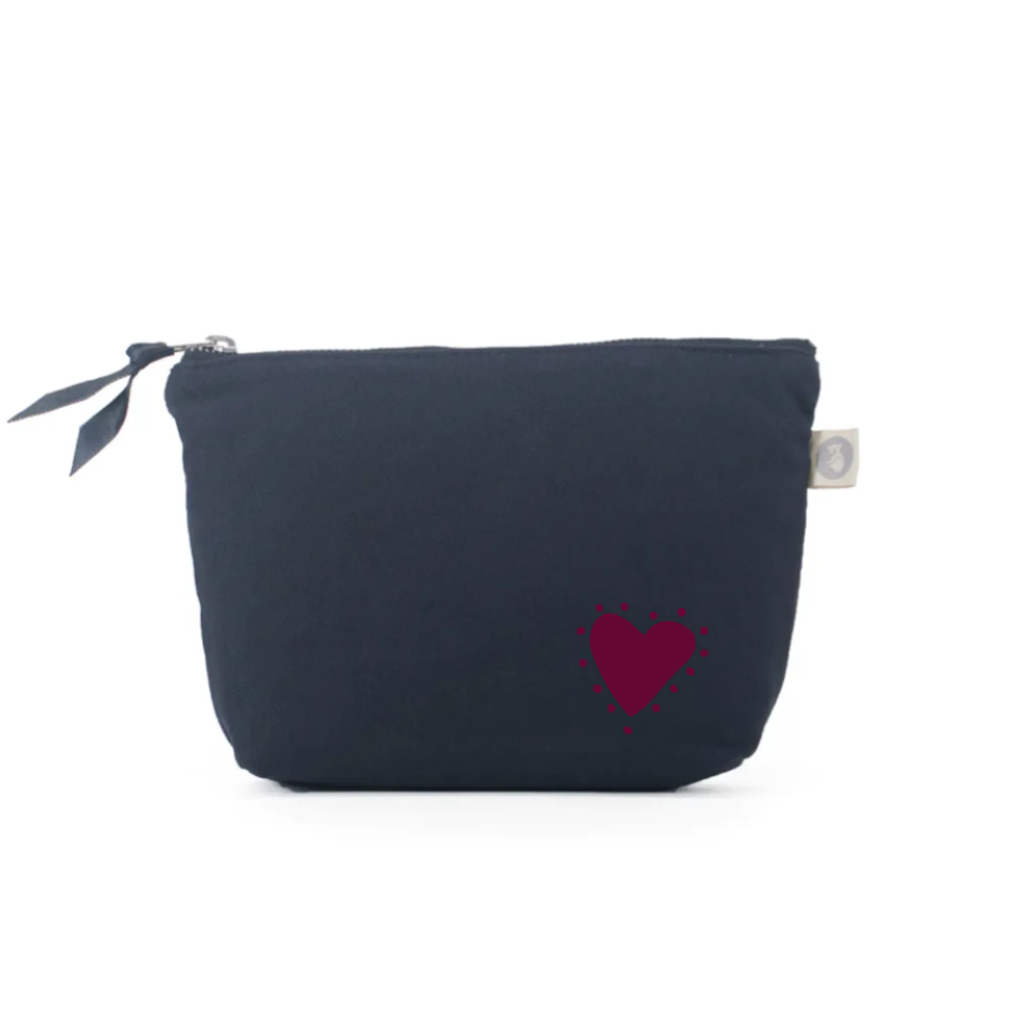 Navy Makeup Bag with Bordeaux Glow Heart - NEW! sold by Quilted Koala