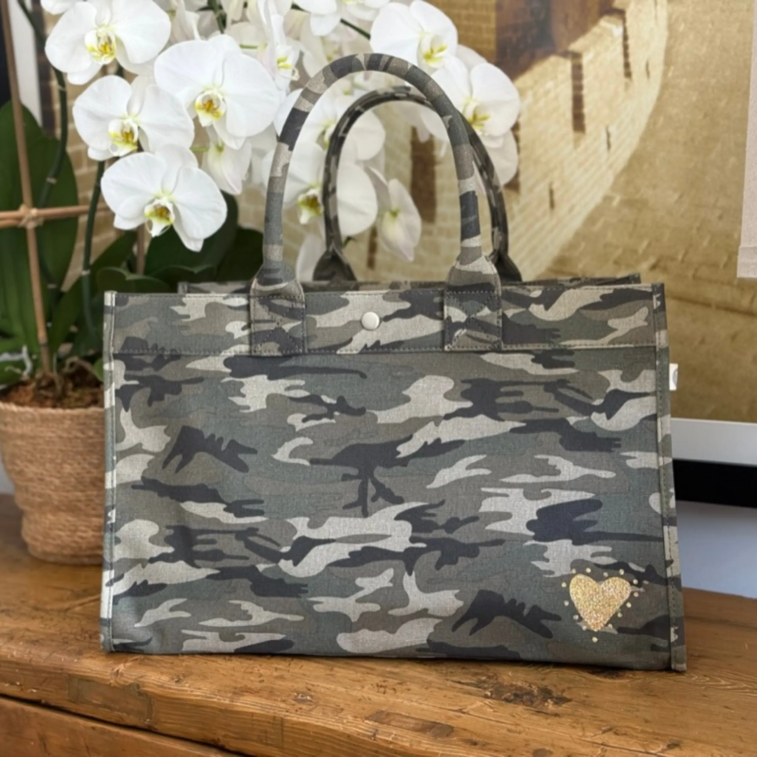 East West Bag: Green Camo - Petite GLOW HEART - Bordeaux NEW! sold by Quilted Koala product image thumbnail 4