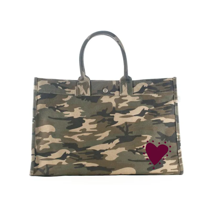East West Bag: Green Camo - Petite GLOW HEART  - Bordeaux  NEW! made by Quilted Koala