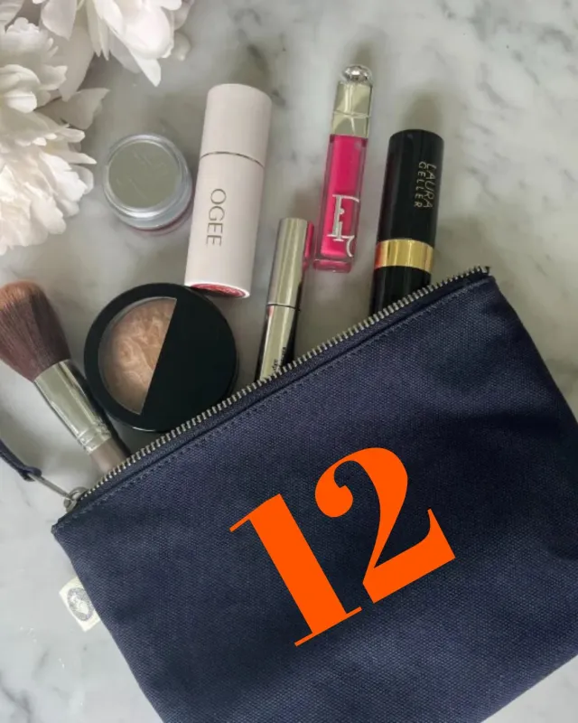 Navy Makeup Bag Neon Orange 12 sold by Quilted Koala