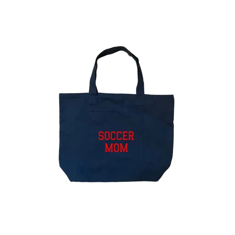 SOCCER MOM Tote - Navy with Red sold by Quilted Koala