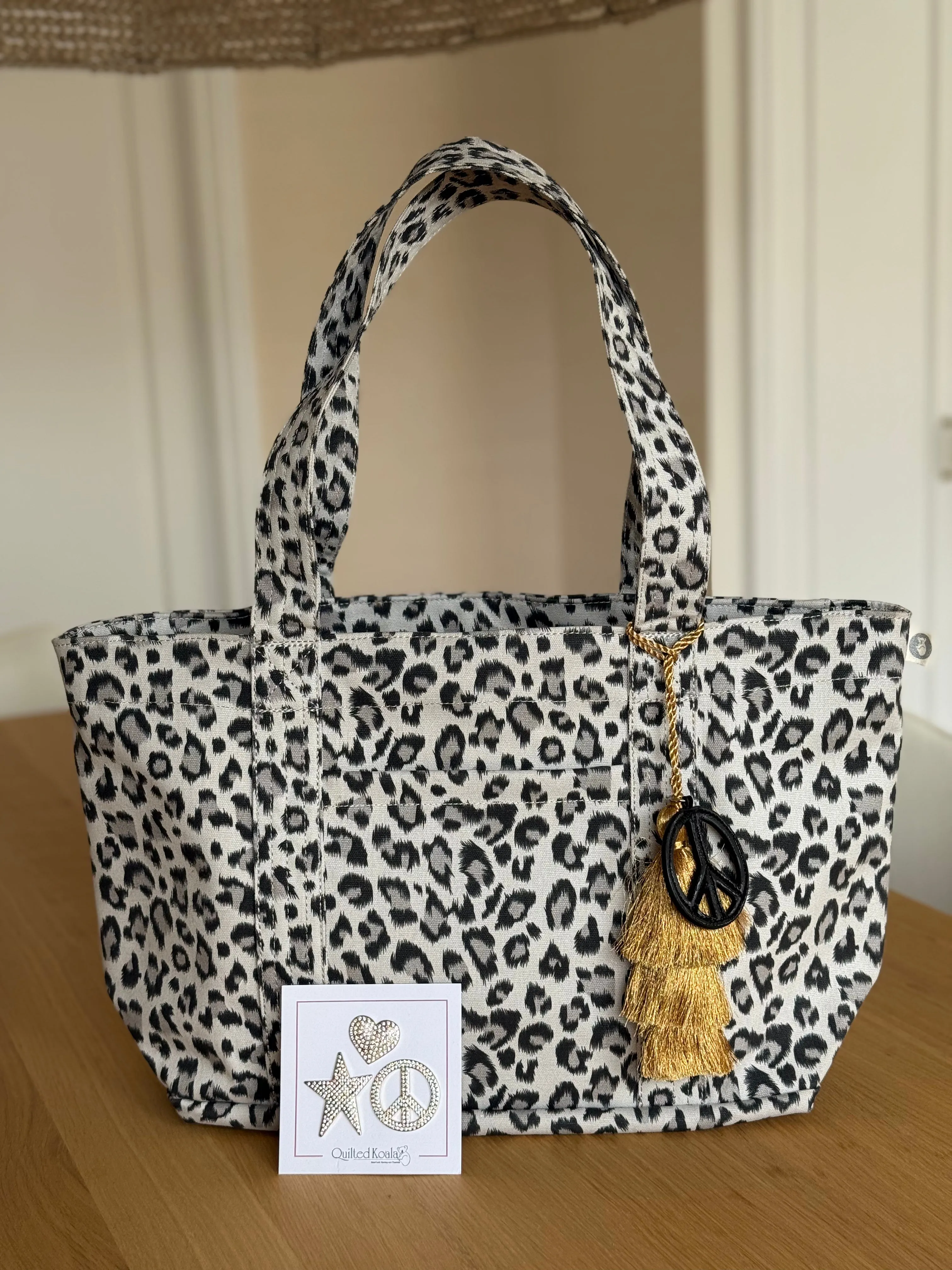 Leopard Midi Zipper Tote Bundle (Gold) sold by Quilted Koala