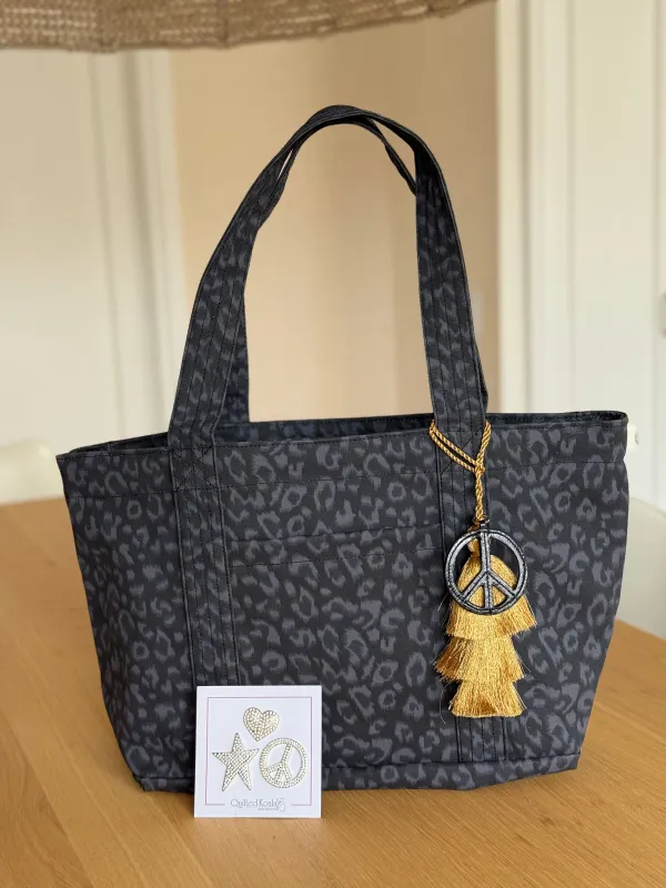 Black Leopard Midi Zipper Tote Bundle (Gold) - Just $78 (reg $146) sold by Quilted Koala