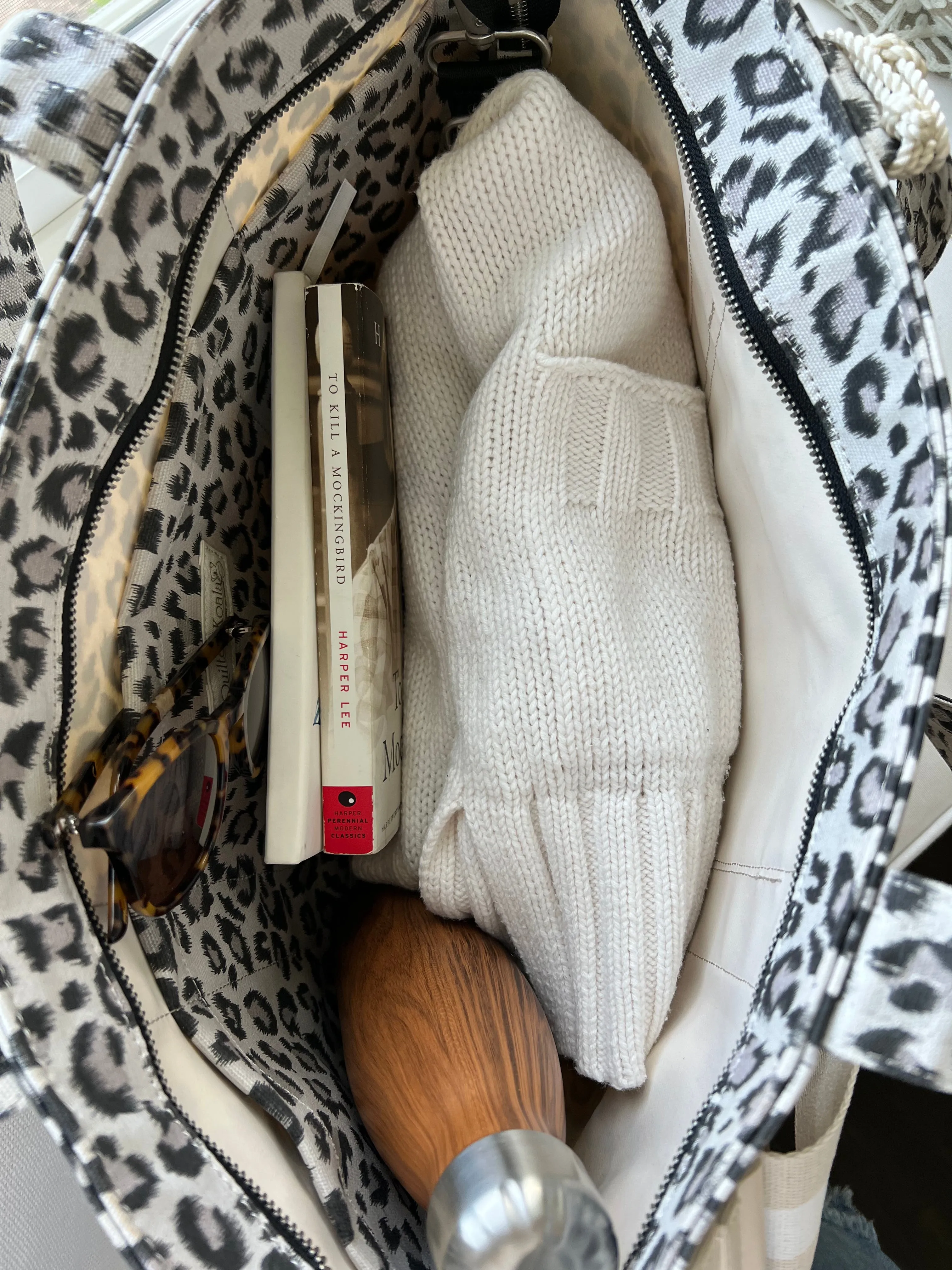 Leopard Midi Zipper Tote Bundle (Bordeaux) sold by Quilted Koala product image thumbnail 5